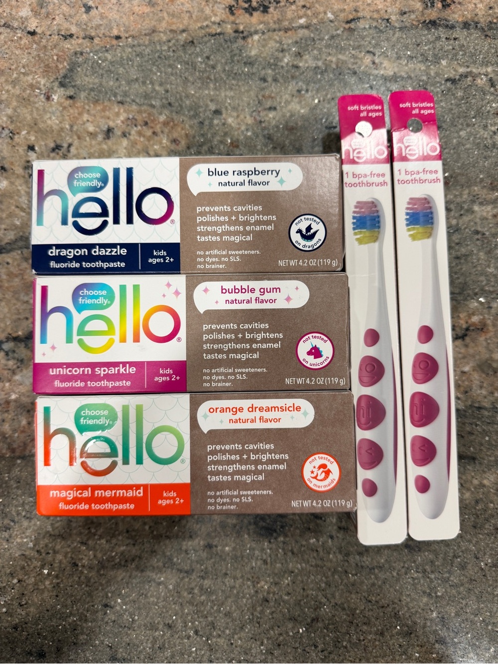 Hello Kids Fluoride Toothpaste + Toothbrush Bundle – NEW